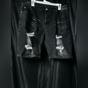 Source Unknown Black Ripped Jean Shorts